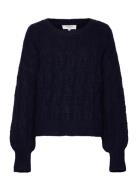 Cable Knit O-Neck Tops Knitwear Jumpers Navy Rosemunde