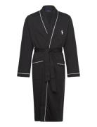 Cotton-Blend Jersey Robe Morgenkåpe Badekåpe Black Polo Ralph Lauren U...