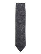 Paisley Pattern Tie 7 Cm Slips Blue Lindbergh Black