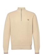 Waffle Stitch Half Zip Jmpr Tops Knitwear Half Zip Jumpers Beige Fred ...