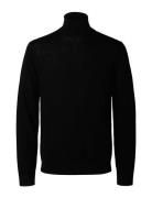 Slhtray Ls Knit Merino Roll Neck Noos Tops Polos Long-sleeved Black Se...