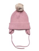 Cap Knitted W Pom Pom Accessories Headwear Hats Beanie Pink Lindex