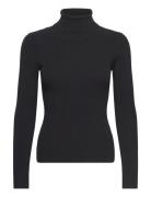 Rib Rollneck Blouse Tops Knitwear Turtleneck Black A-View