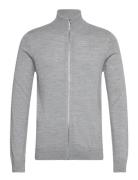 Merino Stand Up Collar Cardigan Tops Knitwear Full Zip Jumpers Grey Li...