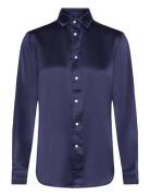 Classic Fit Silk Shirt Tops Shirts Long-sleeved Navy Polo Ralph Lauren