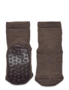 Wool Socks - Anti-Slip Strømper Non-slip Brown Mp Denmark