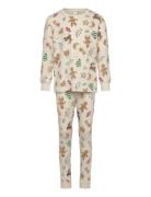 Pyjama Ginger Bread Pyjamas Sett Beige Lindex