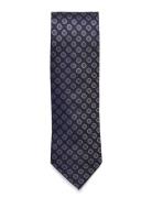 Navy Woven Flower Silk Tie Slips Navy AN IVY