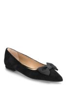 Londyn Bow-Trim Suede Ballet Flat Ballerinasko Ballerinaer Black Laure...