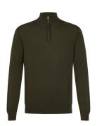 Greyson Half-Zip Merino Knit Tops Knitwear Half Zip Jumpers Khaki Gree...