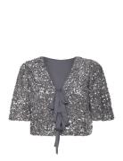 Objkinne 2/4 Tie Top 136 Tops T-shirts & Tops Short-sleeved Silver Obj...