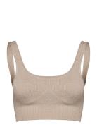 Beige Ribbed Seamless Bra Lingerie Bras & Tops Sports Bras - All Beige...