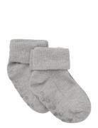 Baby Rib Sock W. Abs Strømper Non-slip Grey Minymo