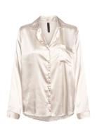 Satin Long-Sleeved Jacket Topp White Hunkemöller