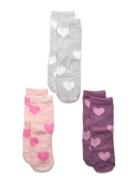 Sock 3 P Sg Hearts Socks & Tights Socks Pink Lindex