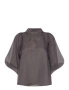 Slchaya Blouse Ss Tops Blouses Long-sleeved Grey Soaked In Luxury