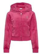 Jc Diamante Zip Thru Hood Tops Sweat-shirts & Hoodies Hoodies Pink Jui...