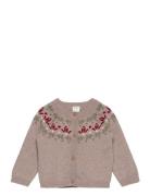 Knitted Cardigan Fair Isle Nb Tops Knitwear Cardigans Beige Lindex