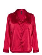 Satin Long-Sleeved Jacket Pyjamas Red Hunkemöller