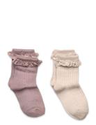 2 Pk Wool Lace Socks Nora Socks & Tights Socks Pink Wheat