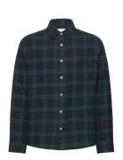 Check Cotton Shirt Tops Shirts Long-sleeved Shirts Navy Mango