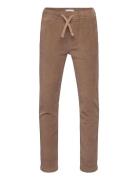 Corduroy Trousers With Elastic Waist Bottoms Trousers Brown Mango