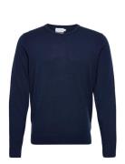 Superior Wool Crew Neck Sweater Tops Knitwear Round Necks Navy Calvin ...