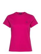 Cotton Jersey Crewneck Tee Tops T-shirts & Tops Short-sleeved Pink Pol...