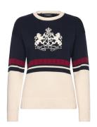 Embroidered-Crest Cotton Sweater Tops Knitwear Jumpers Multi/patterned...