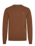 Superfine Lambswool C-Neck Tops Knitwear Round Necks Brown GANT