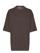 Washed Over D T-Shirt Tops T-shirts & Tops Short-sleeved Brown Weekday