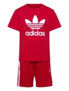 Short Tee Set Sets Sets With Short-sleeved T-shirt Red Adidas Original...