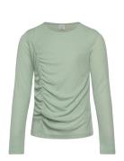 Top With Gathering At Front Tops T-shirts Long-sleeved T-shirts Green ...