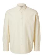 Slhregrick-Ox Shirt Ls Noos Tops Shirts Casual Cream Selected Homme