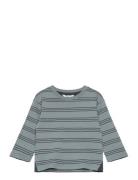 Triple-Striped T-Shirt Tops T-shirts Long-sleeved T-shirts Blue Mango