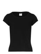 Top Basic Cap Sleeve Tops T-shirts Short-sleeved Black Lindex