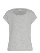 Top Basic Cap Sleeve Tops T-shirts Short-sleeved Grey Lindex