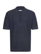 Wwupton Tops Knitwear Short Sleeve Knitted Polos Navy WOOD WOOD