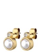 London Sg White Pearl Accessories Jewellery Earrings Studs Gold Dyrber...