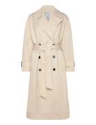 Long Over D Double-Breasted Trench Coat Trench Coat Kåpe Beige Mango